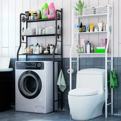 Kệ Để Đồ Sau bồn cầu máy giặt Thép Carbon 3 tầng và Chân kê Máy giặt Tủ lạnh đa năng inox (loại rẻ). LMS