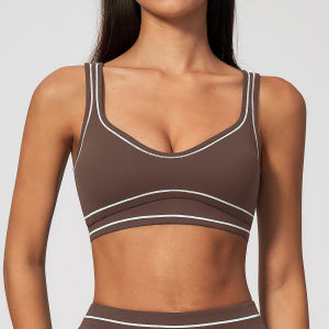Zechuang Contrast Color Brushed Yoga Bra with a High-End Feel U Beautifully designed sports running fitness yoga clothing 7028
