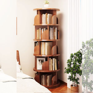 Kệ sách xoay tròn 360 độ bằng gỗ nhiều tầng chắc chắn Kệ để sách báo decor phòng khách Giá để sách cho bé học sinh