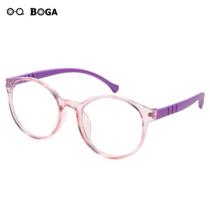 OQ BOGA 6 สีป้องกันแสงสีฟ้าป้องกันรังสีเด็กแว่นตาคอมพิวเตอร์ชายหญิงป้องกันดวงตากรอบกลมซิลิโคนแว่นตาเด็ก