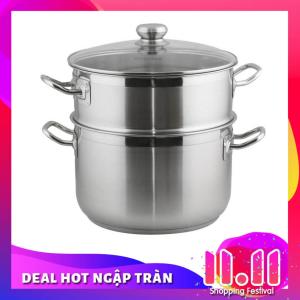 Bộ nồi xửng hấp Inox 3 đáy Fivestar 28cm nắp kính dùng bếp từ