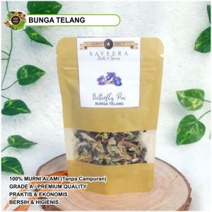 BUNGA TELANG KERING / BUTTERFLY PEA 100% ASLI ALAMI KUALITAS PREMIUM GRADE A uk. POUCH & SACHET