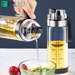 Kitchen Glass Oil Bottle Dispenser Automatic Opening Closing Home Bottles For Oil And Vinegar Honey Olive Oil Container