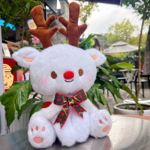 JOJO CASTLE Cute 2025 Merry Christmas Gift White Rabbit Deer Plush Toy Stuffed Animal Santa Elk Doll Girl Christmas Gift Rabbit Kawaii Childrens Toy Plush Rabbit Doll 圣诞节礼物