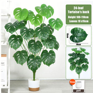 【24 hour shipping】100-100cm 24 Branching faux plants flowers indoor plant artificial flowers artificial leaves artificial plant with pot fake plants with pot fake flowers Turtles back white lotus travelers banna apple leaf
