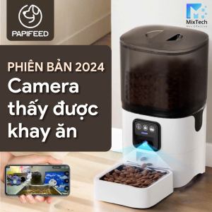 MÁY CHO MÈO ĂN TỰ ĐỘNG CAMERA THẤY KHAY ĂN - PAPIFEED 2024 (CHÍNH HÃNG)