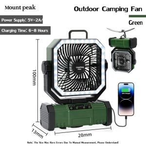 3‑in‑1 Fan – 20000mAh USB Fan with Headshake Quiet , 270° Tilt Hidden Hook Lightweight for Outdoor and Power Outages