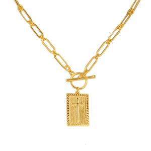 Geometric Religious Pendant Necklace Copper Texture Multifuntional Fashion Accessory for Casual or Formal Outfits