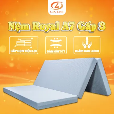 Nệm Cao Su Royal A7 - Nệm gấp 3 - Chất liệu cao su - Á Châu [Mua 1 Được 3]