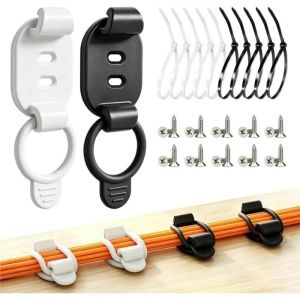 HORAC 10 Pack Elastic Cable Clips Self-Adhesive Adjustable  Cable  Management Wire Organization Reusable Cord Organizer for Office Desk Home