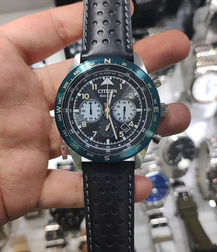 100% Original) Citizen CA4558-16E Eco Drive Chronograph Black Dial
