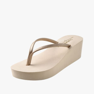 [Free Shipping] Luradi thin strap high-heeled flip-flops for women summer outdoor wear thick-soled non-slip beach wedge sandals trendy