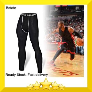 Professional Men Compression Fitness Long Pants PRO Sport Quick Dry Tights Gym Stretchable Elastic Bodybuilding Trousers (Black) [LazChoice]