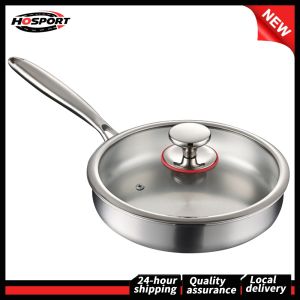 【Free Shipping】 Non-Stick 316 Stainless Steel Frying Pan with Lid Flat Bottom Skillet for Quick and Easy Cooking of Eggs and Steaks