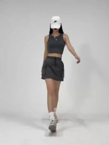 AMMIN กระโปรงแห้งเร็วเอวสูงยืดหยุ่นเชือกยางยืดสไตล์เกาหลีกระโปรงสั้นหรูหรามาใหม่สำหรับฤดูร้อน2024