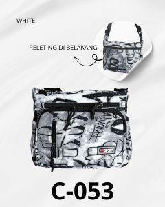 Tas Jalan-Jalan Hitam Putih Silver Bermotif Abstrak Keren Premium Casual C-053