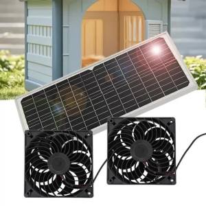 xpkQ Solar Exhaust Fan Kit with 16W Solar Panel 2 High Speed Brushless DC Fan Solar Powered Vent Fan For Greenhouse Chicken Coop X2Z8B