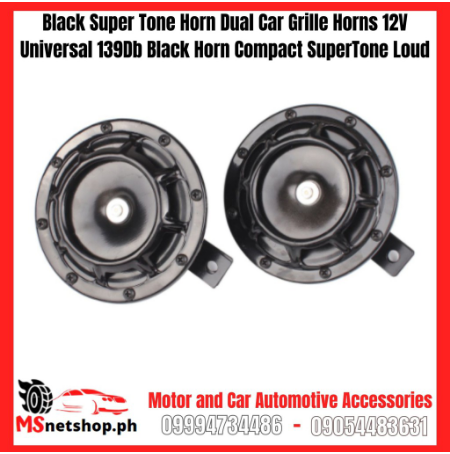 Black Super Tone Horn Dual Car Grille Horns 12V Universal 139Db Black Horn  Compact SuperTone Loud