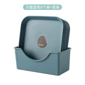 Piring Plastik Tebal Motif Polos 8in1 Gratis Tatakan 10HK15