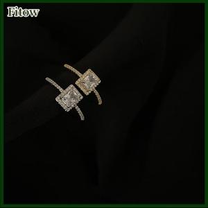 Fitow Luxury Classic Wedding Engagement Rings For Women Square Lucky Ring Personality Alloy Rings Charm Jewelry