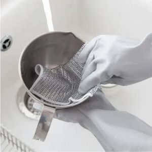 Khăn chùi rửa đa năng hợp kim loại 2 lớp  Giẻ lau sợi kim loại lau được trên các bề mặt chảo nồi mà không lo bị xước