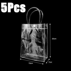 1/10Pcs PVC Transparent Gift Bags Multifunction Transparent Bags Pvc Shopping Bags Party Favors Bags Clear Plastic Gift Bags Womens Shoulder Handbag Wedding Gift Packaging Boxes with Handles