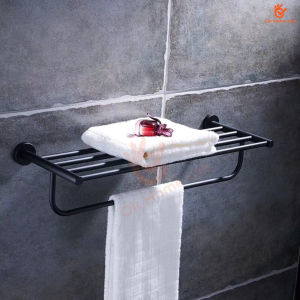 [SG Stock]SUS 304 Stainless Steel Black Color Bathroom Accessories  Set Hanging Towel Bar Foldable Towel Rack