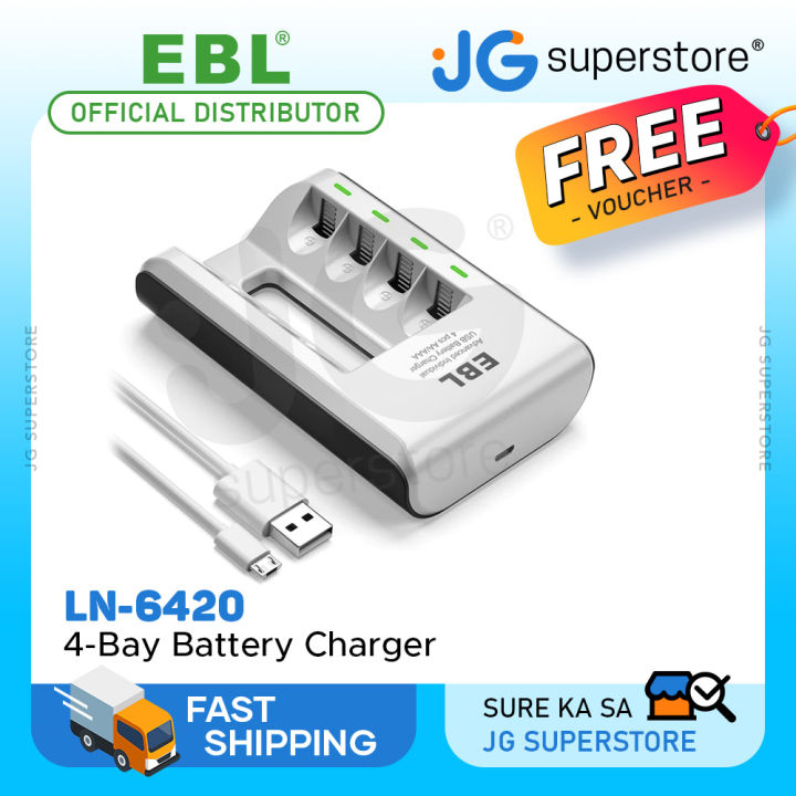 EBL LN6420 807 4Bay Battery Charger with BuiltIn Overheat and OverCurrent Protection, LED