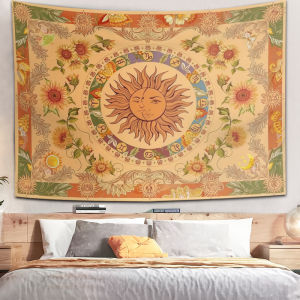 Bohemian vintage tapestry mandala background cloth for bedside bedroom and homestay decoration