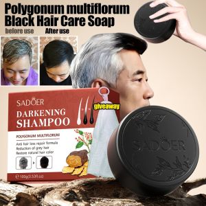 Organic Polygonum Hair Darkening Soap Bar Hair Darkening Soap Bar Herbal Hair Growth Anti Hair Loss Moisturizing Volumizing Shampoo Soap Moisturizing Volumizing Correcting White to Black Enhance Hair Roots Promote Hair Growth Restore