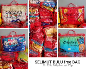 SELIMUT BULU KARAKTER SUDAH FREE TAS