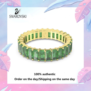 💖 Swarovski 💖 Womens Fashion Gold Plated Ring MI5648286 Matrix Ring Green Crystal Gemstone ring Valentine gift Birthday gift