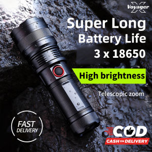 Large Flashlight led rechargeable waterproof super bright Tactical Flashlight with Power Bank White Laser Flashlight  Rechargeable Zoomable Tactical 3*18650 battery