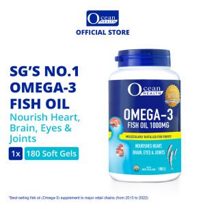 Omega-3 Fish Oil 1000mg (180s)- Ocean Health (For Heart Brain Eyes & Joints| Halal)