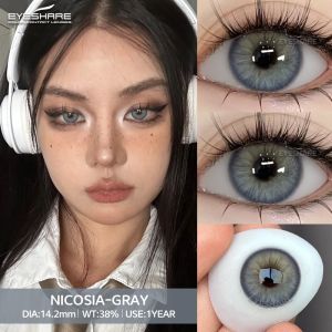 [COD] NICOSIA Seri Green Soflens 1 Sepasang Lensa kontak Warna Brown/Gray Lensa warna Diameter 14.2mm Normal Minus (0.00)