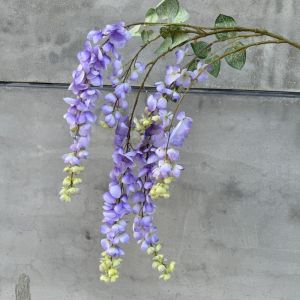 WFYW Purple Artificial Wisteria Flowers 6 Forks Bushy Vine Artificial Faux Plants Vine Decorative Fake Flower String Wedding Decoration