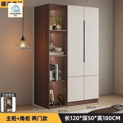 [CozyNest ]Wardrobe for Home Bedroom Double Door Economical Storage Cabinet for Rental Small Apartment Childrens Wardrobe