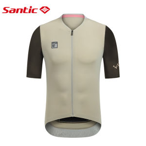Santic Áo đạp xe nam cổ áo ngắn tay áo đạp xe chống trượt với túi áo đạp xe thoáng khí dành cho nam WM3C02224