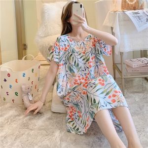Váy mặc nhà ngắn tay đầm ngủ nữ dễ thương đầm bầu vải lanh cotton lụa tự nhiên thoáng mát nhiều màu mã VAV0269
