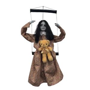 Scary Halloween Decorations Sound Activated Swinging Ghostly Doll with Light Up Eye for Garden Yard Indoor and Outdoor