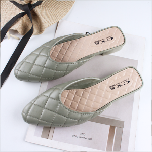 Azgalery SPT-65 Sandal Selop Wanita Heels Pantofel Flat Shoes Polos PVC Korean Style Kasual COD