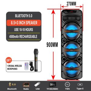 Bluetooth Speaker With Mic Big Size Portable Karaoke Set Wireless Microphone party box Speaker Audio
