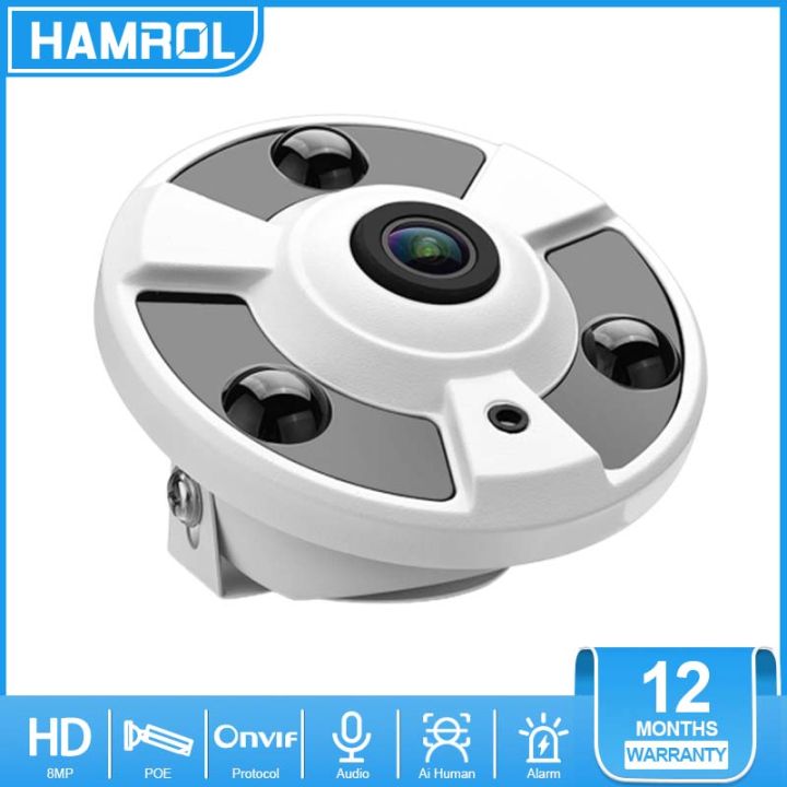 Hamrol 4K 8MP Fisheye IP Security Camera IR Nightvision P2P POE Dome ...