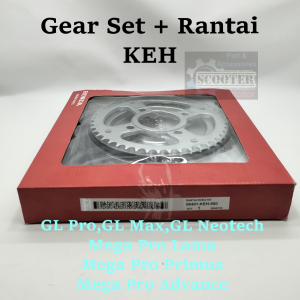 Gear Set KEH + Rantai Roda KIt Drive Chain Kit HONDA MEGA PRO PRIMUS ADVANCE GL PRO GL MAX GL NEOTECH GIR GIGI TARIK PRESISI AWET (Bisa Cod)