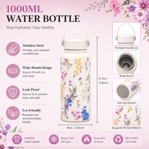 Chovy 1000ML Tumbler Hot and Cold Water Bottle Stainless Steel Wide Mouth Thermos Cup