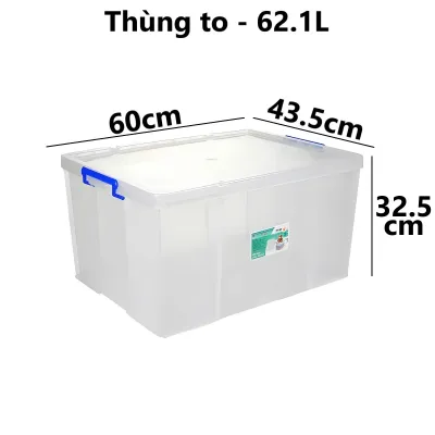 Thùng chữ nhật trong nhựa VIỆT NHẬT - Có nắp khóa gài - Đựng quần áo đồ chơi bé - 5370/1/2/3