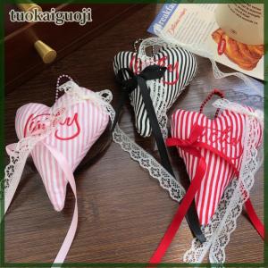 tuokaiguoji Kawaii Lace Bow Keychains Plush Stuffed Letter Embroidery Heart Charms Keyring Car Bag Pendant Hanging Ornaments Decoration Gift