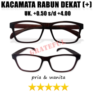 Kacamata Plus +0.50 sampai +4.00 Untuk Pria Wanita (RABUN DEKAT) Frame Kotak Lensa Bening Ringan Kokoh - SOLUSI MATA RABUN DEKAT