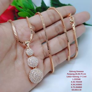 Kalung Perhiasan Tianium Tembaga Xuping Rodium Lapis Emas 1824 Karat