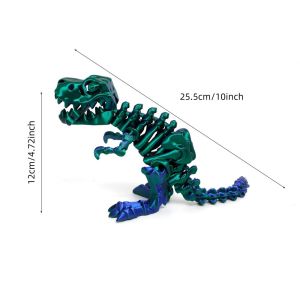 WISH BOUTIQUE Crystal 3D Printed Crystal Dinosaur Rotatable Big Mouth 3D Printed Tyrannosaurus Rex Finger Toy Poseable Joints 3D Articulated Dinosaur Toys Kid Gift